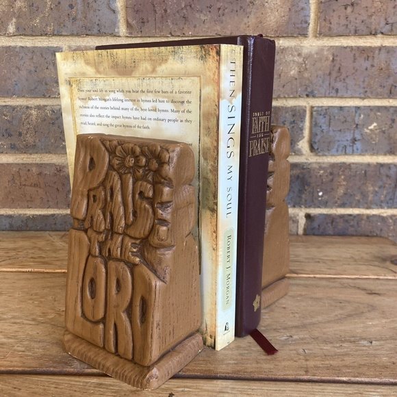 Vintage Resin Bookends Praise the Lord Sing to the Lord Books Not Included - Picture 2 of 12